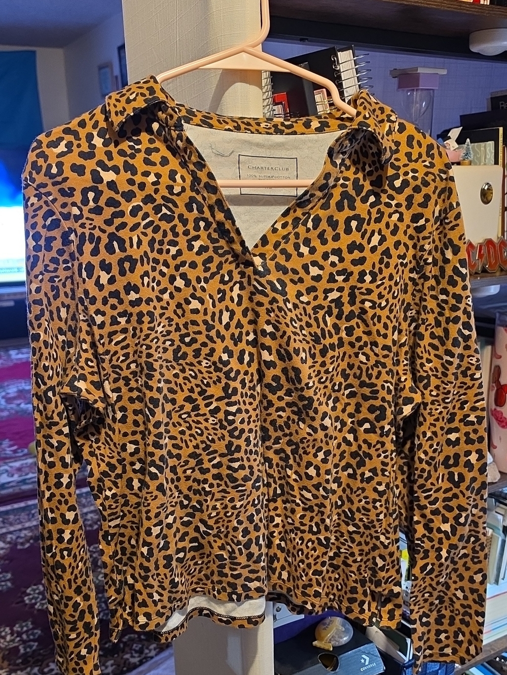 Charter Club Leopard-Print Shirt in Tan and Black
